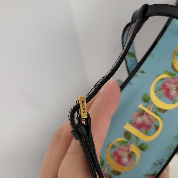 Gucci Black Sandals with Gold Bee Detail - Picture 8 of 8